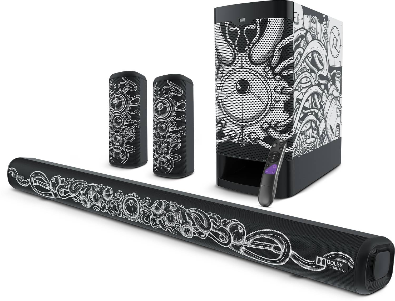 ZEBRONICS Juke bar 9400(Designed by Santanu Hazarika)Optical in,AUX, BT,USB in,LED Display 525 W Bluetooth Soundbar