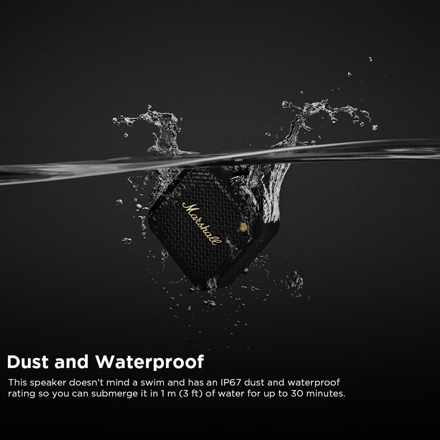 Image of Marshall Willen II Portable with 17+ Hours of Portable Playtime, Dust & Waterproof (IP67) 10 W Bluetooth Speaker (Black & Brass, Mono Channel)