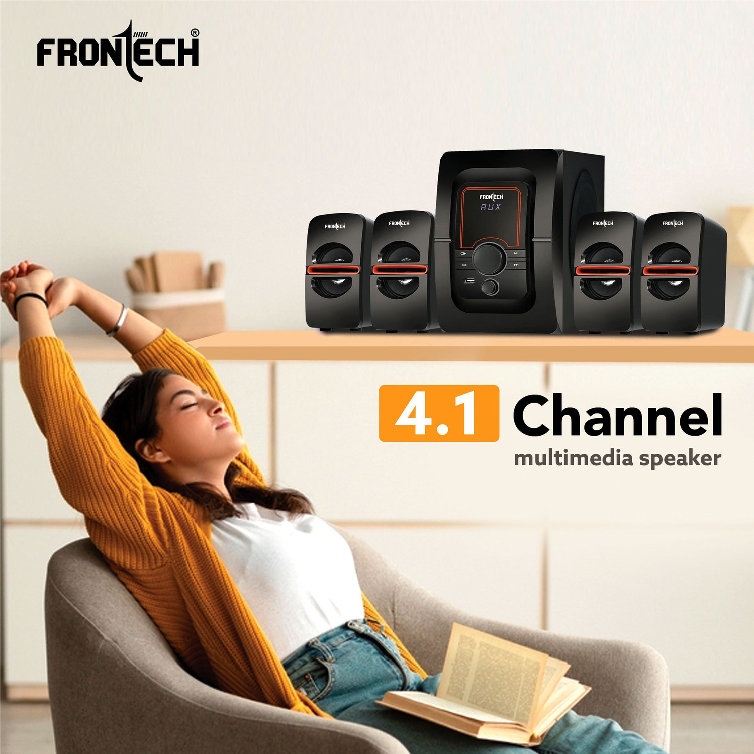 Image of Frontech SW-0152 4.1 Channel System Multimedia Speaker 70 W Bluetooth Home Audio Speaker