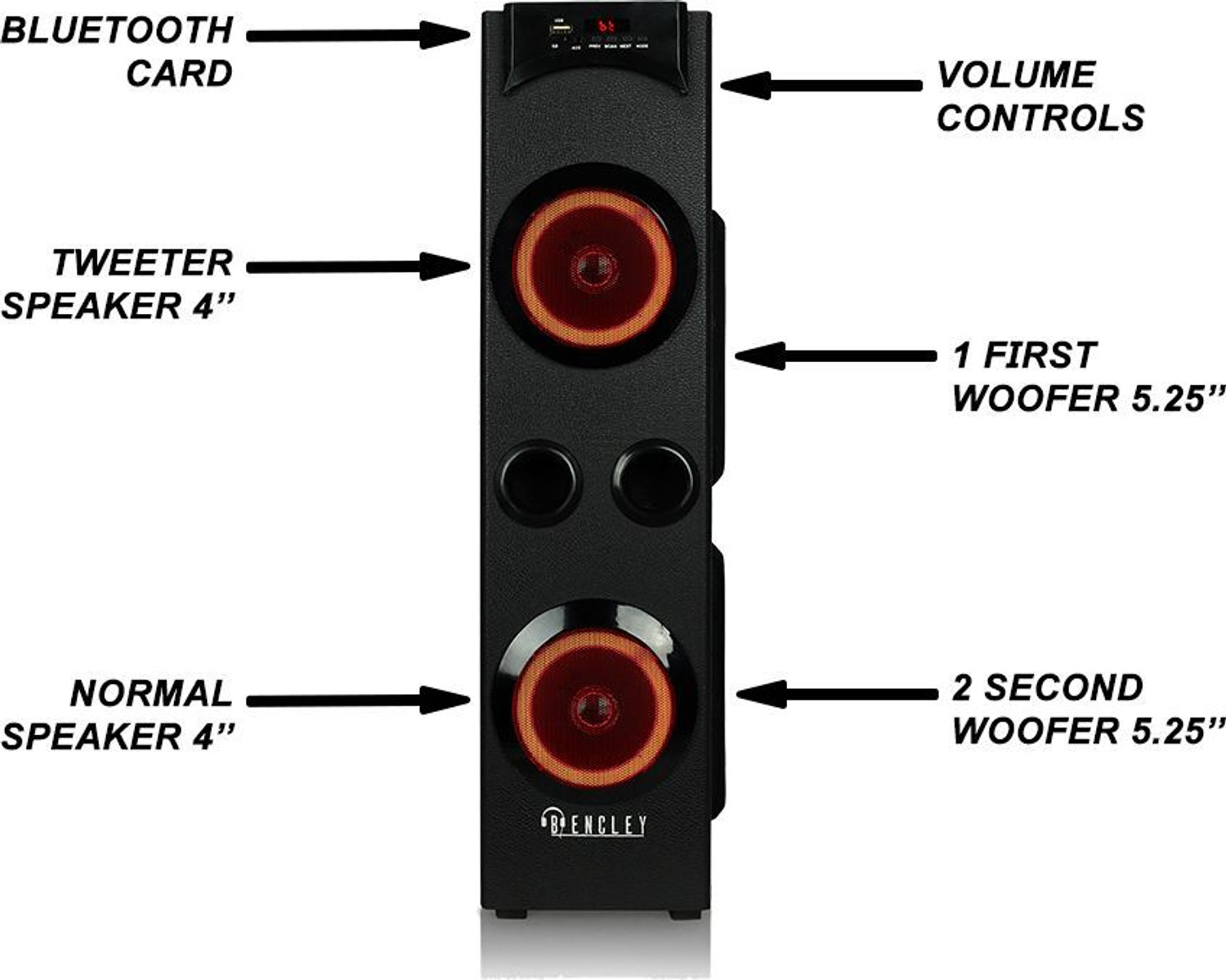 Image of Bencley LEGACY BASS DOUBLE WOOFER With Multi-Color Neon Lights 115 W Bluetooth Home Audio Speaker