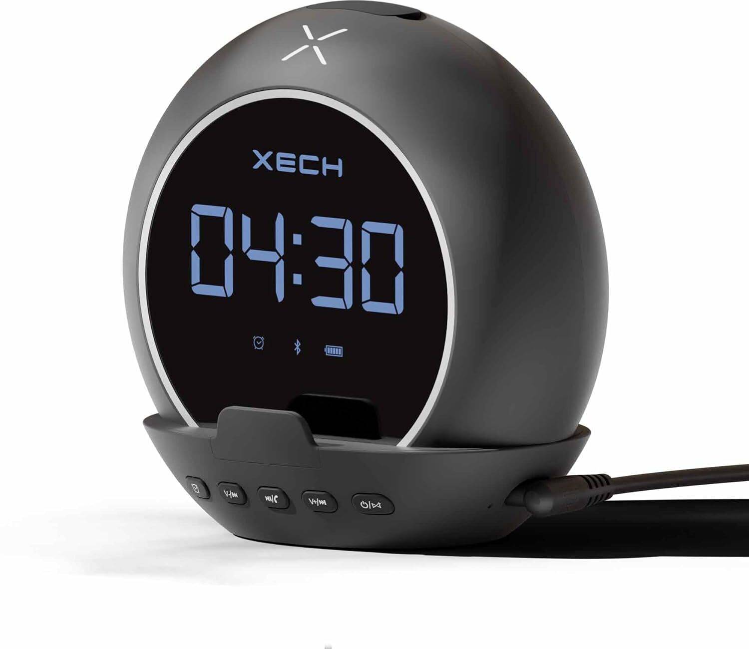 xech Digital LED Alarm Clock with Phone Holder Black - Image 1