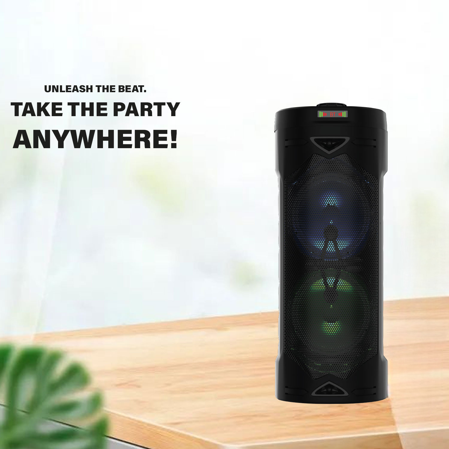 Image of V WORTEX 40W Portable Bluetooth Party Speaker with Wired Microphone, RGB LED Lights 40 W Bluetooth Home Audio Speaker
