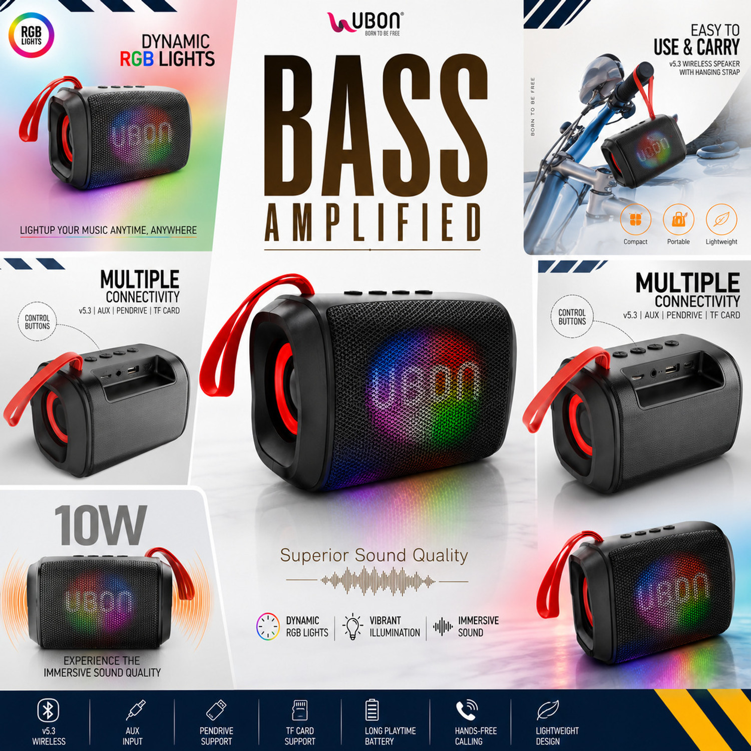 Image of Ubon SP-46 bluetooth wireless speaker 10watt with 10 hours of playtime 10 W Bluetooth Laptop /Desktop Speaker