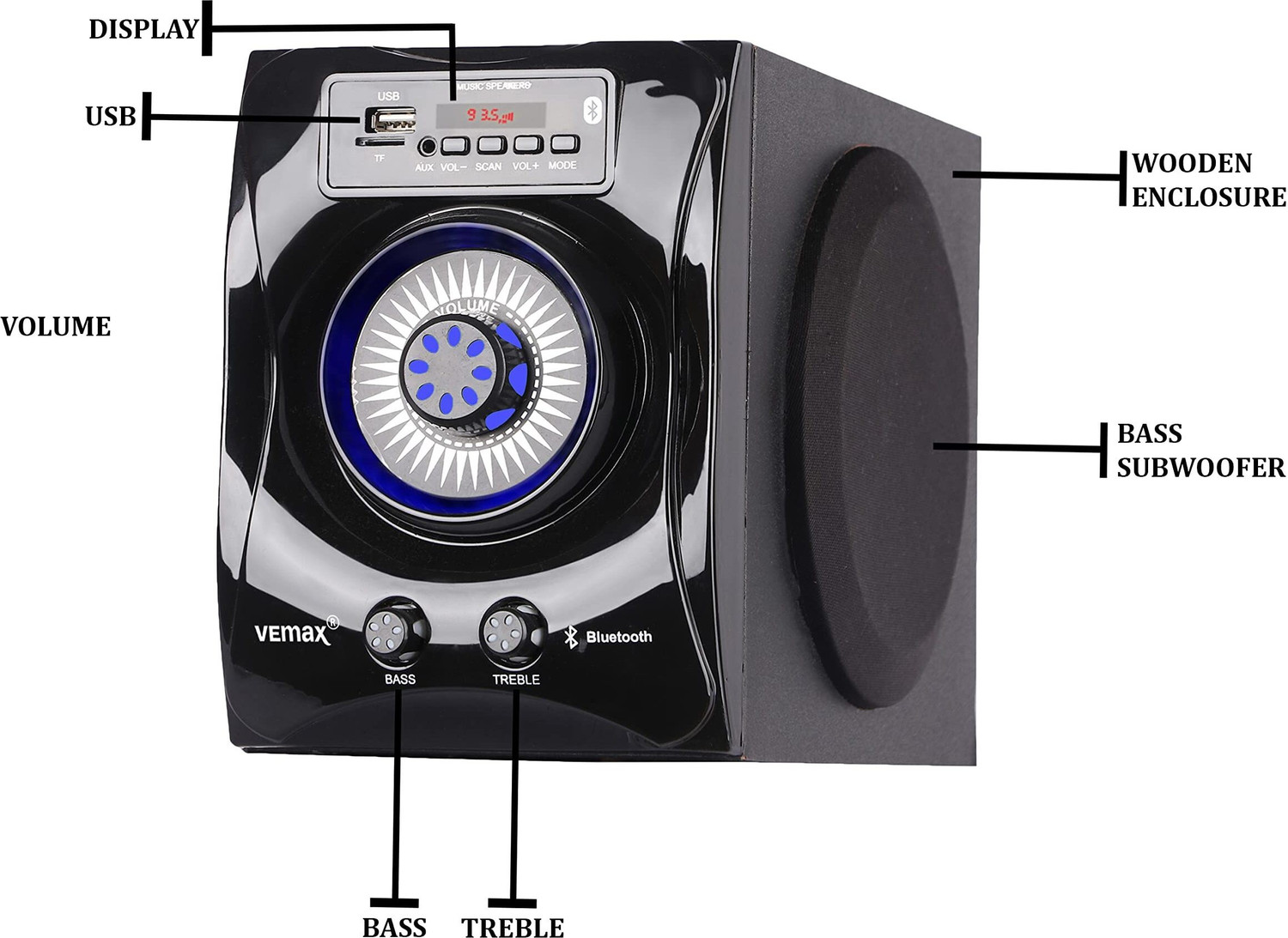 Image of Vemax Mist 7.1 System with FM, AUX, USB, Bass & Treble Control 45 W Bluetooth Home Theatre