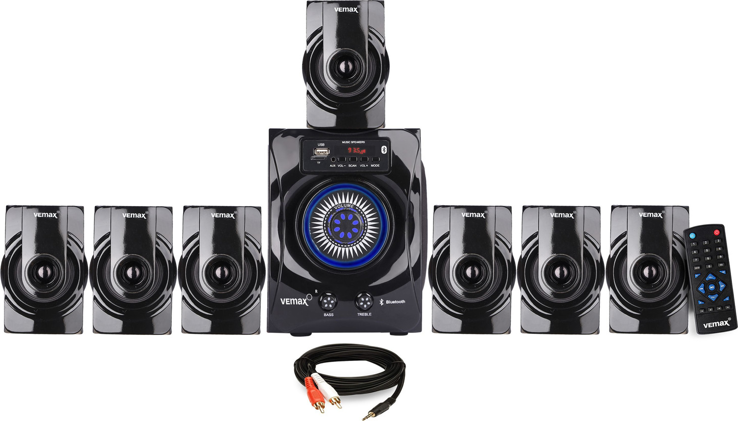 Image of Vemax Pulse 7.1 Bluetooth Home Theater System 80W FM, AUX, USB, Bass & Treble Control 80 W Bluetooth Home Theatre