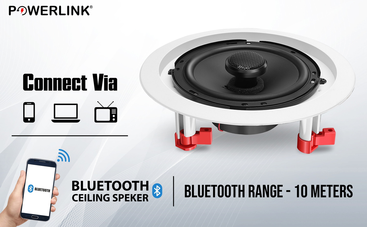 Image of Powerlink 9 inch Bluetooth Ceiling Speakers TWS Technology (30W EACH) 60 W Bluetooth Home Theatre