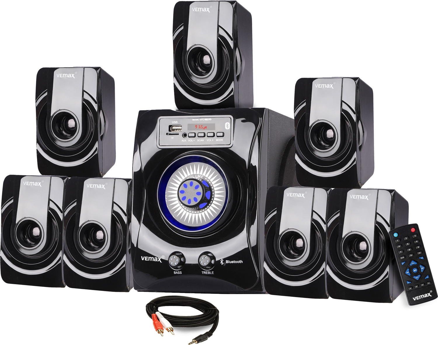 Image of Vemax Pulse 7.1 Bluetooth Home Theater System 80W FM, AUX, USB, Bass & Treble Control 80 W Bluetooth Home Theatre