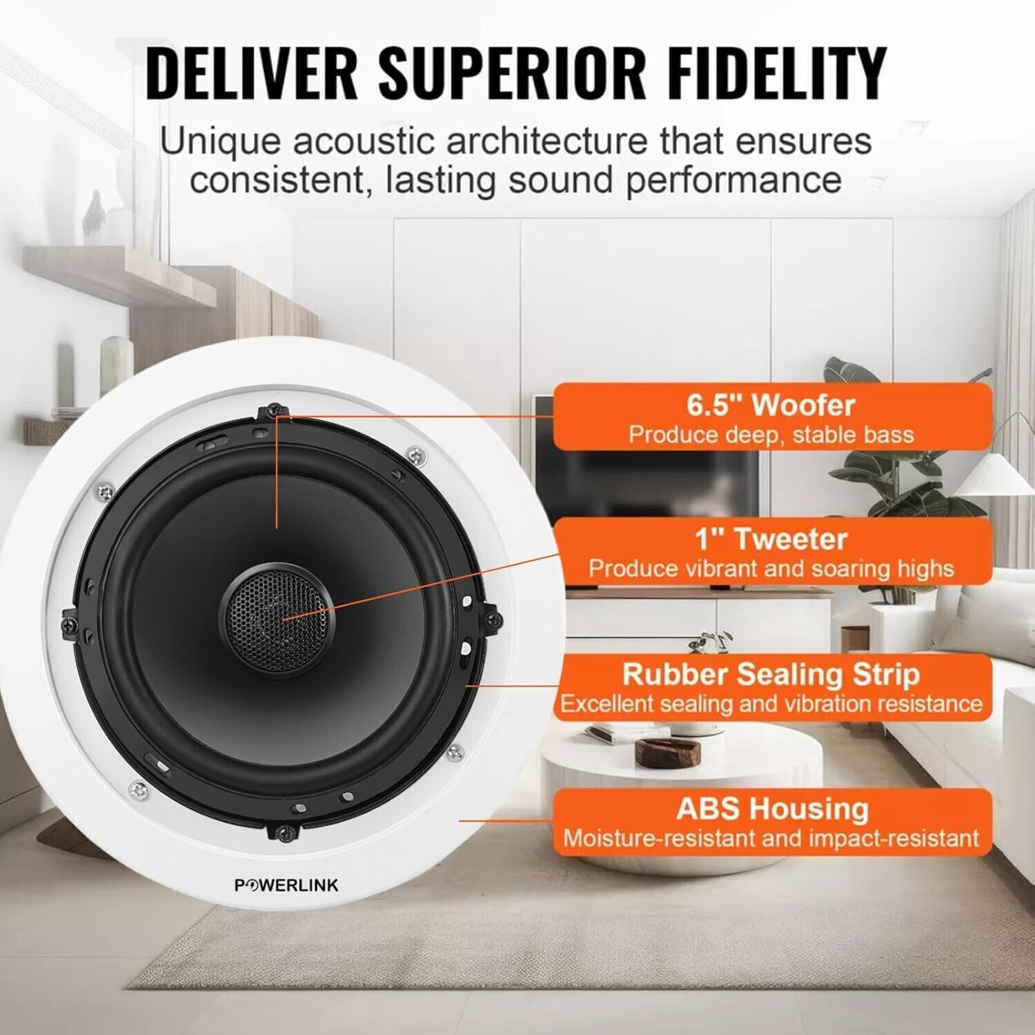 Image of Powerlink 9 inch Bluetooth Ceiling Speakers TWS Technology (30W EACH) 60 W Bluetooth Home Theatre