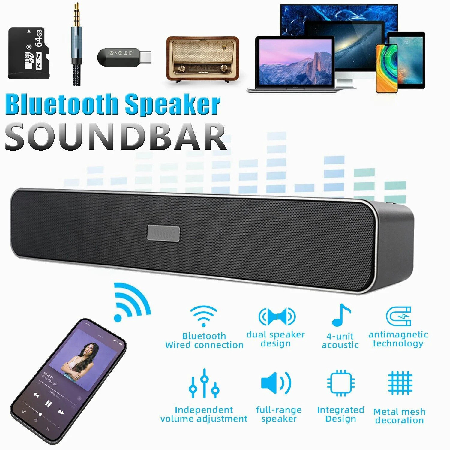 Image of Soroo Future New 2024 Smart Soundbar Dolby Atmos Sound with High Bass Wireless Speaker 16 W Bluetooth Home Theatre