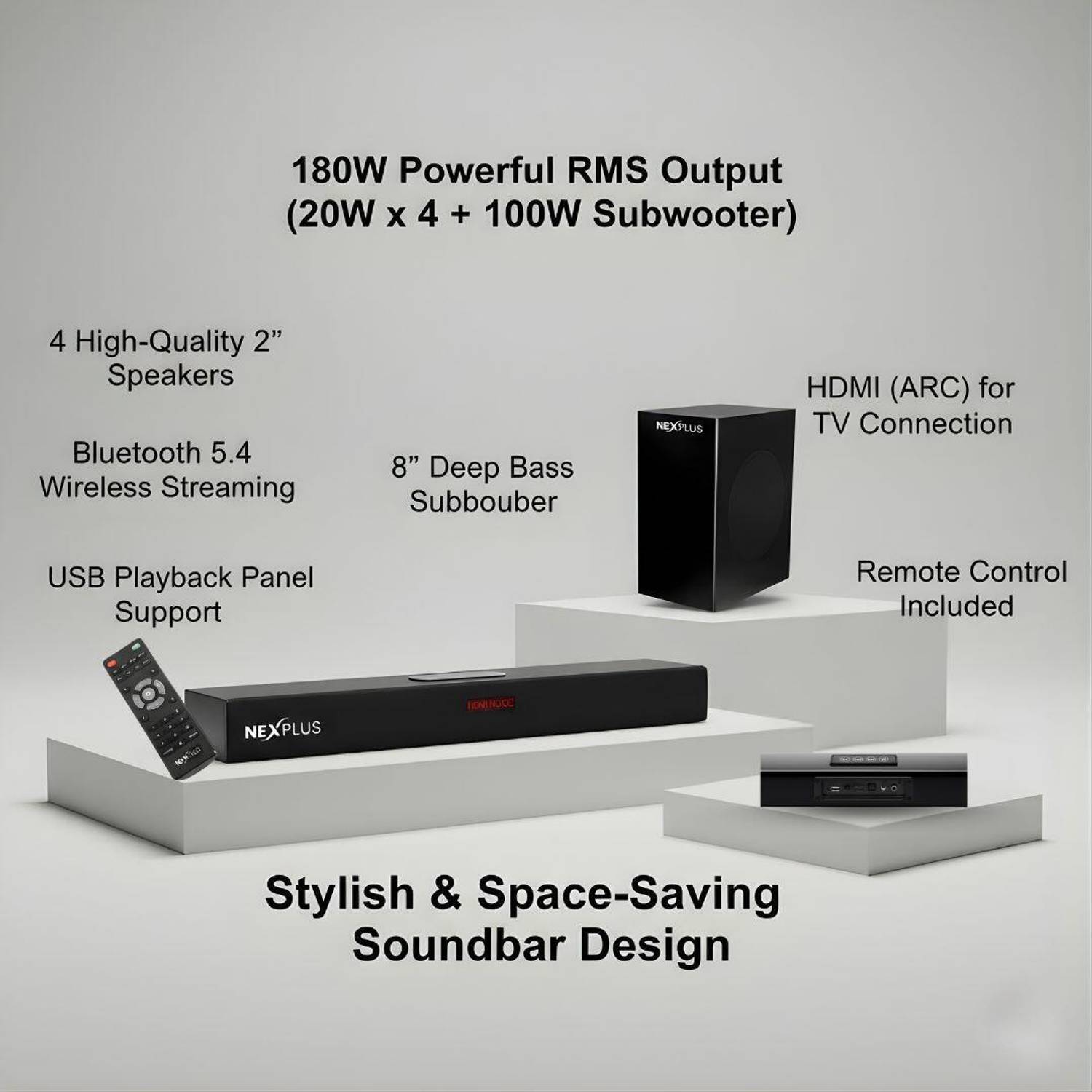 nexplus SB-180 180W Bluetooth Home Theatre - Image 2