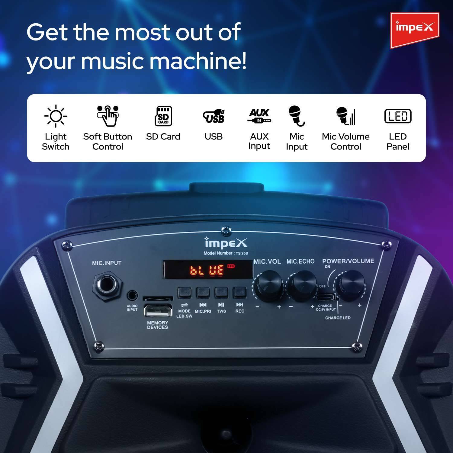 IMPEX TS 25B 25W Bluetooth Party Speaker - Image 5