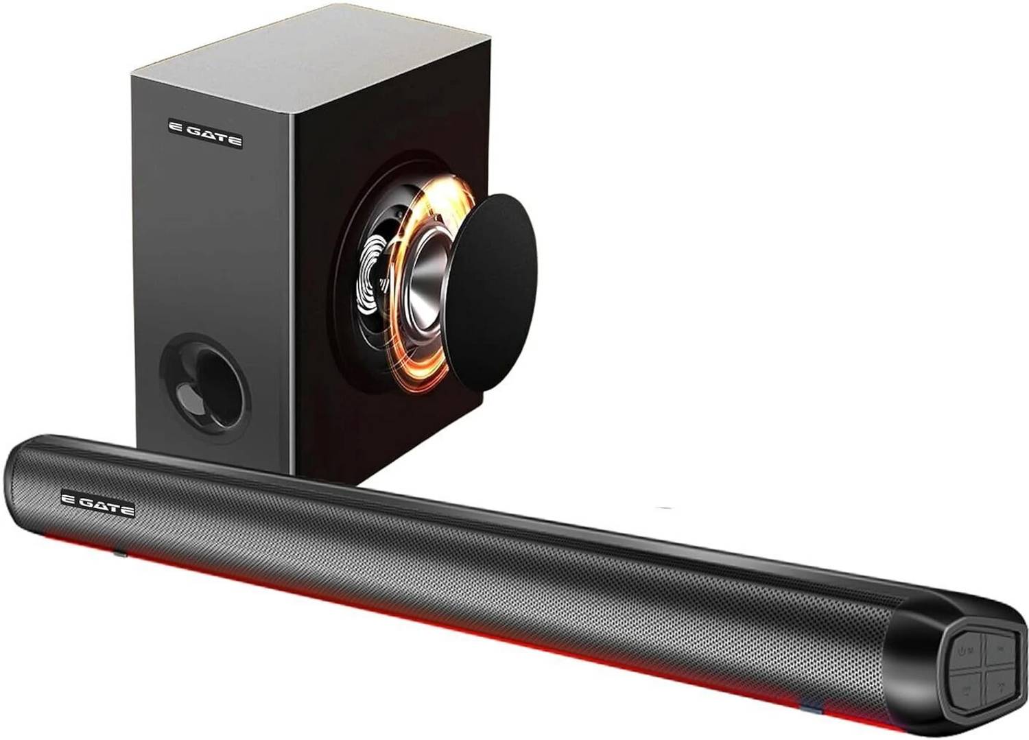 Egate Enigma 306 | LED Light Soundbar Subwoofer Speaker | 3 EQ Mode Quad Drive Setup 210 W Bluetooth Soundbar