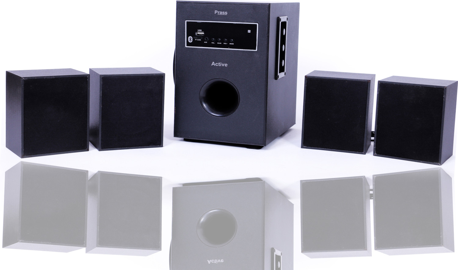 Image of prass Active 4.1 with Wooden satellite 65 W Bluetooth Home Theatre
