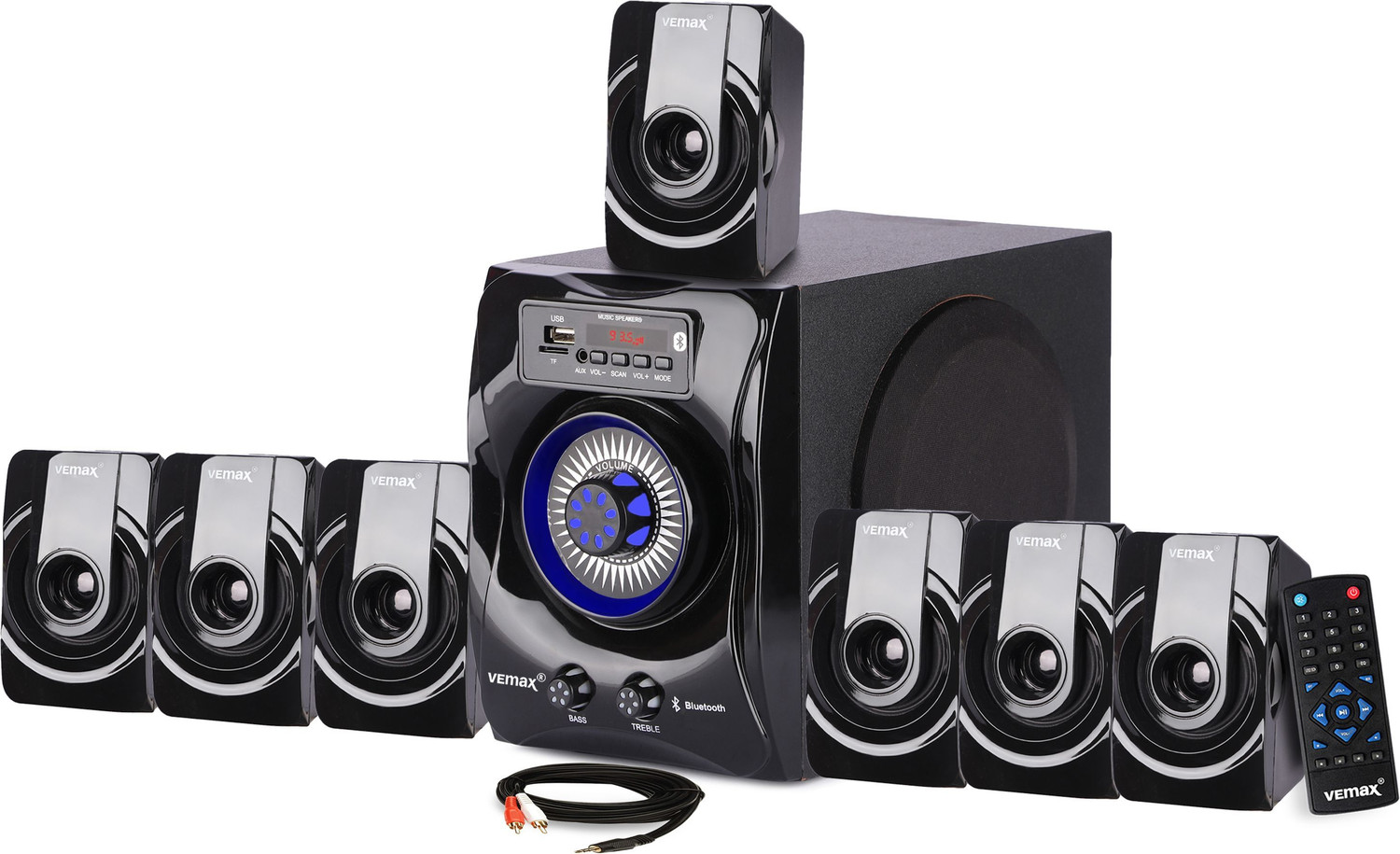 Image of Vemax Pulse 7.1 Bluetooth Home Theater System 80W FM, AUX, USB, Bass & Treble Control 80 W Bluetooth Home Theatre