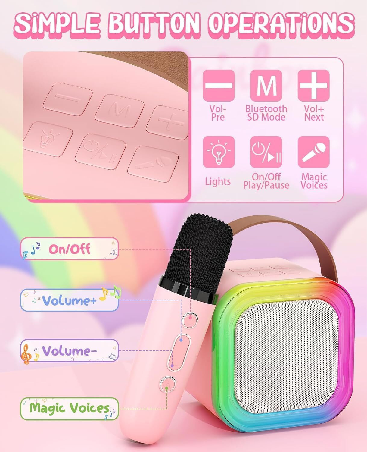 Image of otoobest Wireless Bluetooth Karaoke Microphone | K-12 Pink 5 W Bluetooth Speaker (Pink, 2.1 Channel)