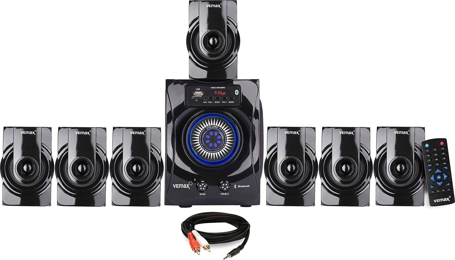 Vemax Mist 7.1 System with FM, AUX, USB, Bass & Treble Control 45