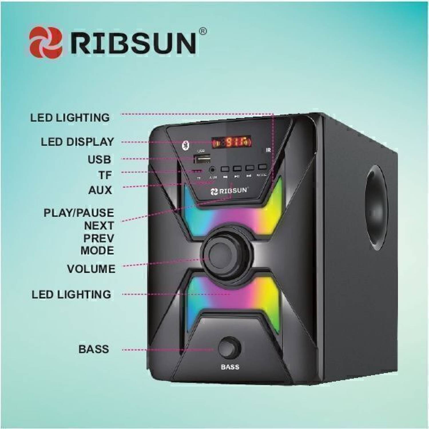 RIBSUN Phantom 7.1 90W Bluetooth Home Theatre - Image 2