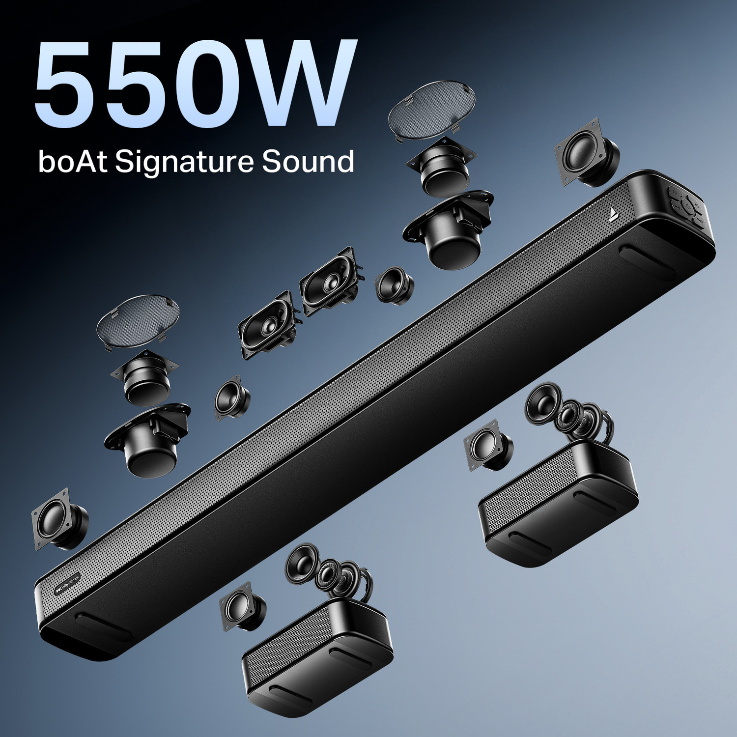 Image of boAt Aavante Prime 5.1.2 5050DA, Dolby Atmos, Wireless Satellites, Remote Control 550 W Bluetooth Soundbar