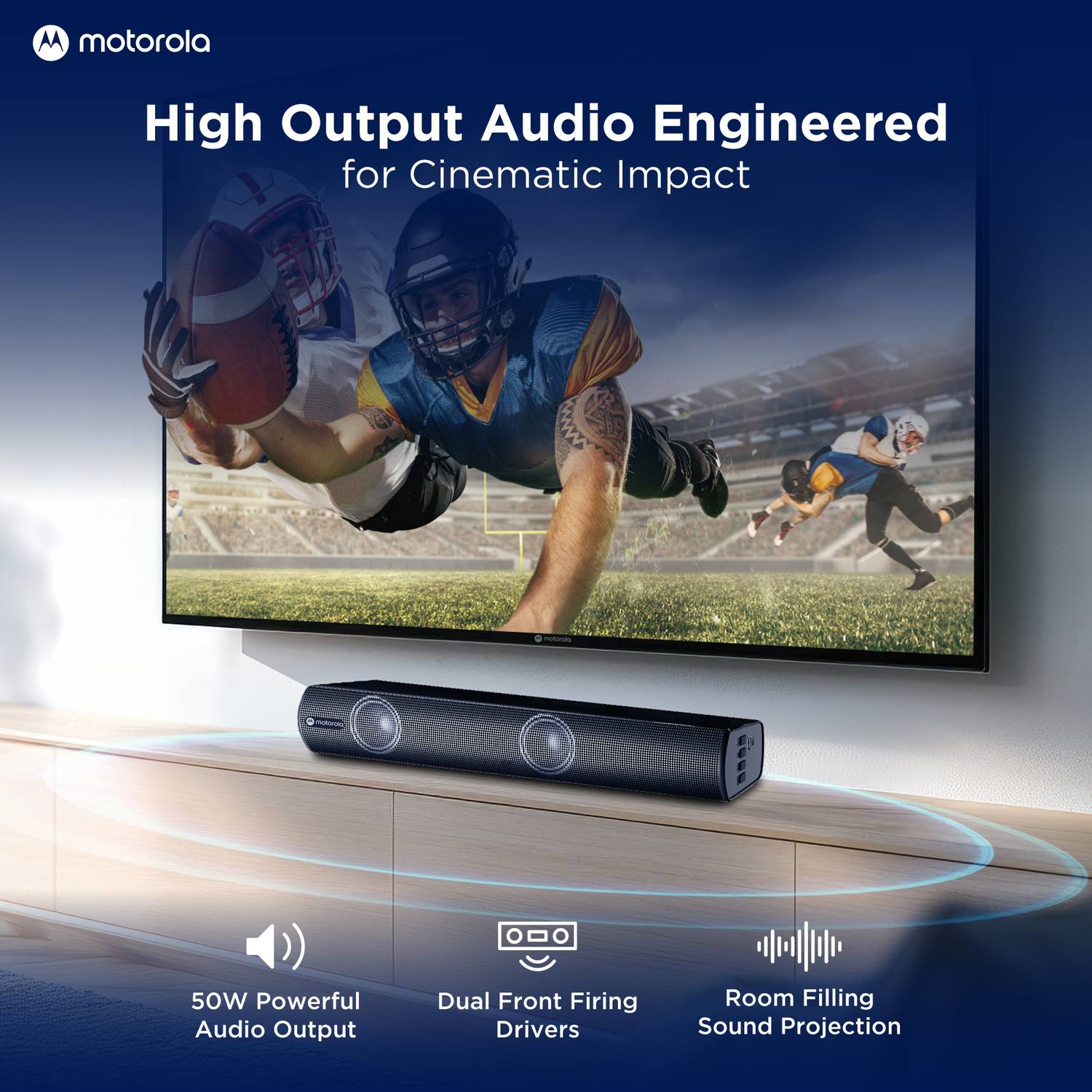 Motorola AmphisoundX Vibe 50W Bluetooth Soundbar Black - Image 2