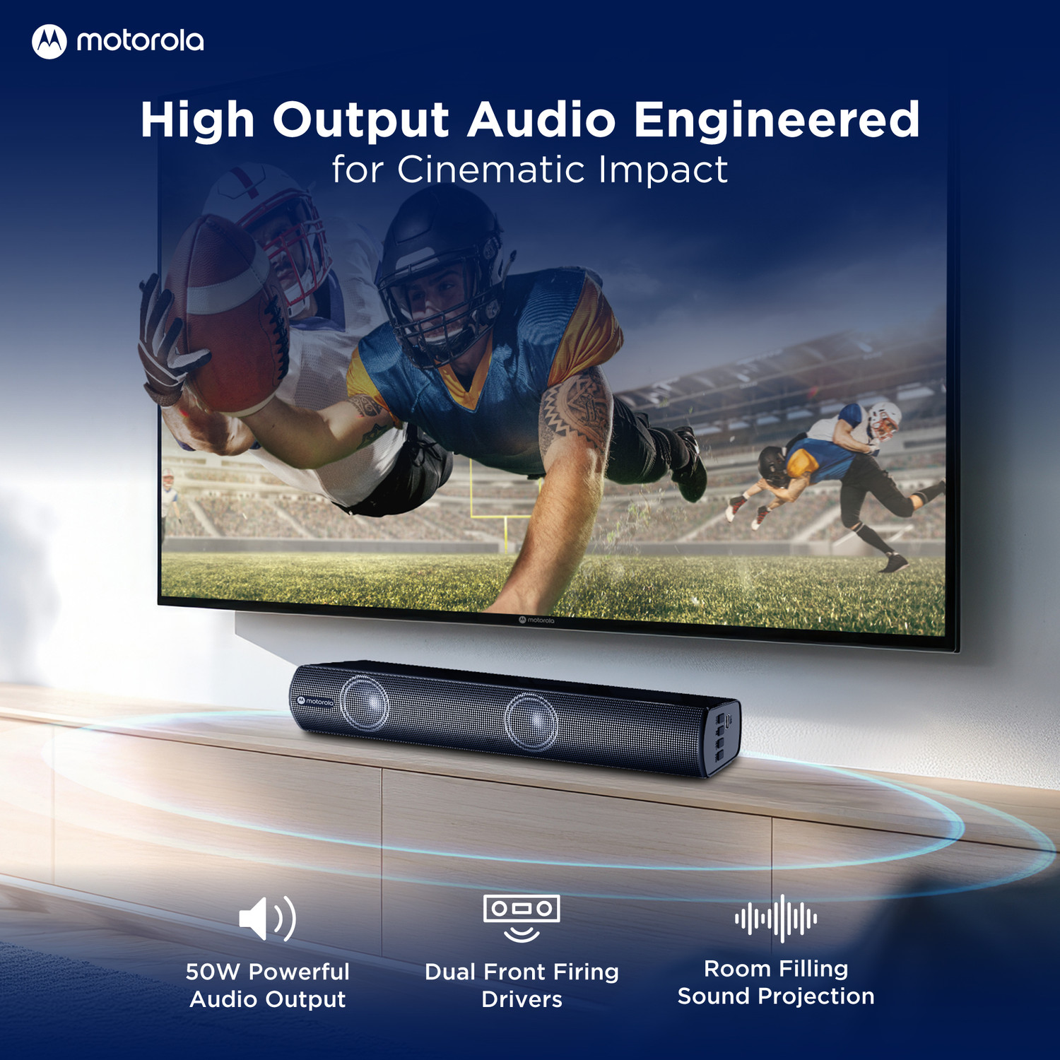Image of MOTOROLA AmphisoundX Vibe 50 W Bluetooth Soundbar