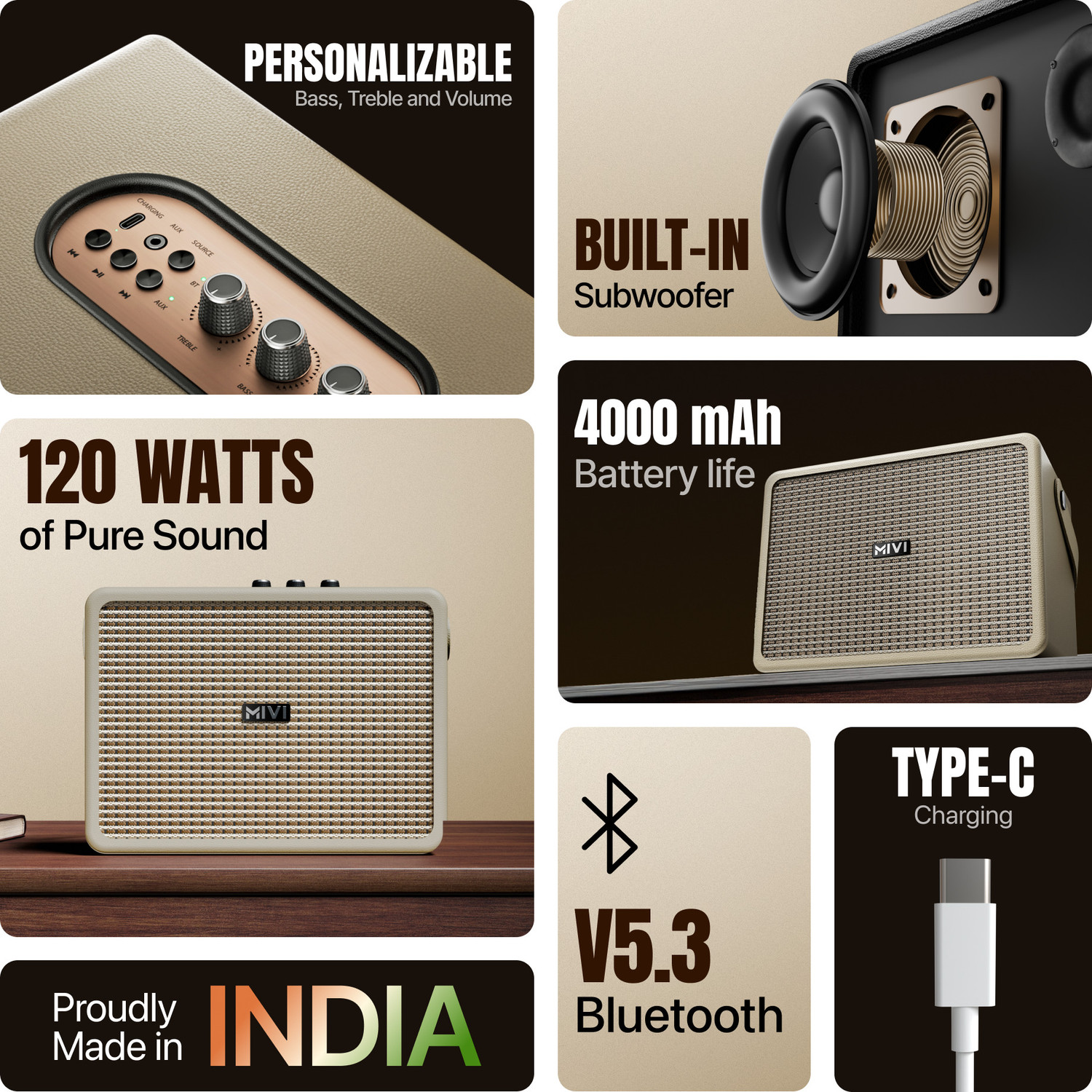 Image of Mivi Mivi Superbox, In-Built Subwoofer, BT v5.3 120 W Bluetooth Party Speaker