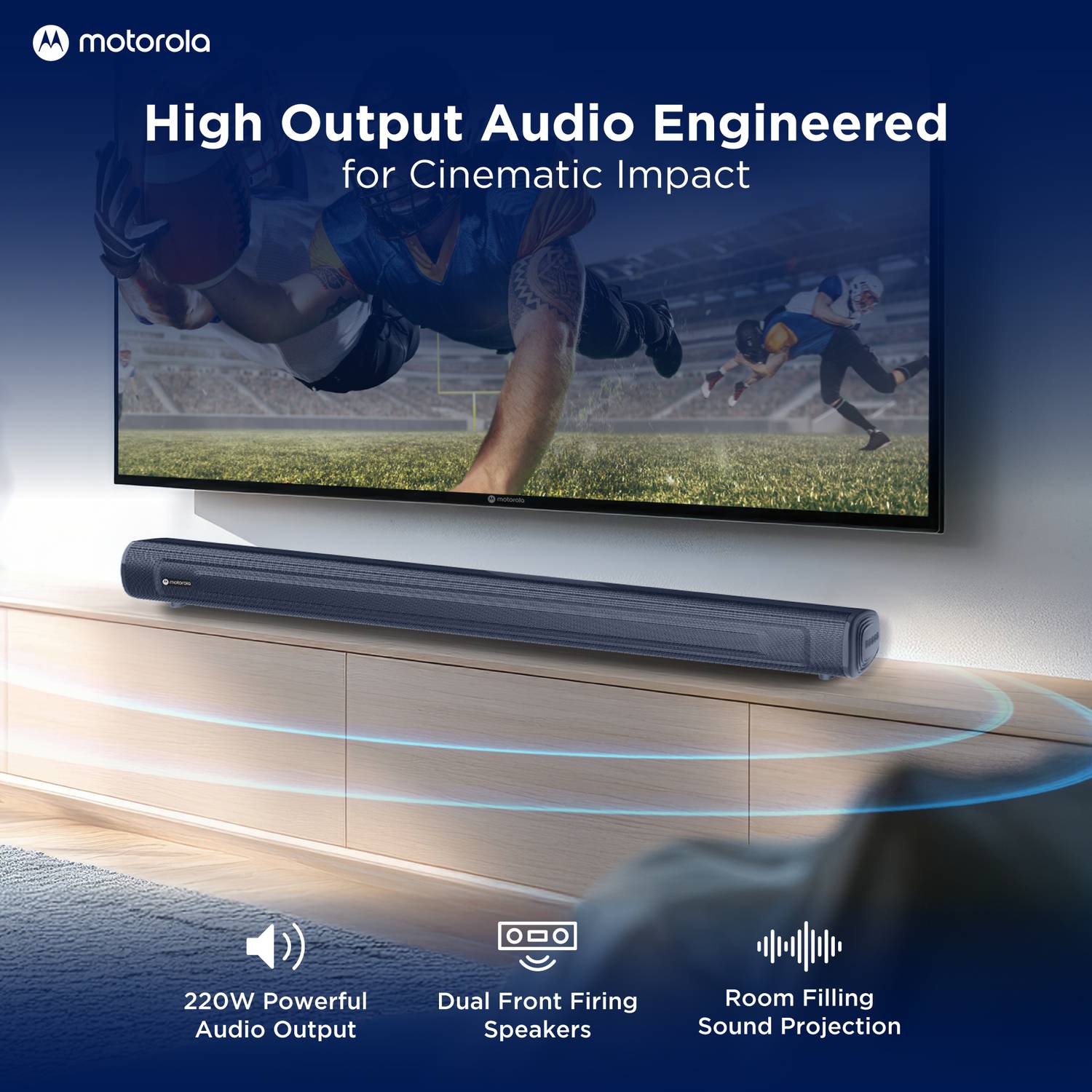 MOTOROLA AmphisoundX Vibe 220W Bluetooth Soundbar Black - Image 2