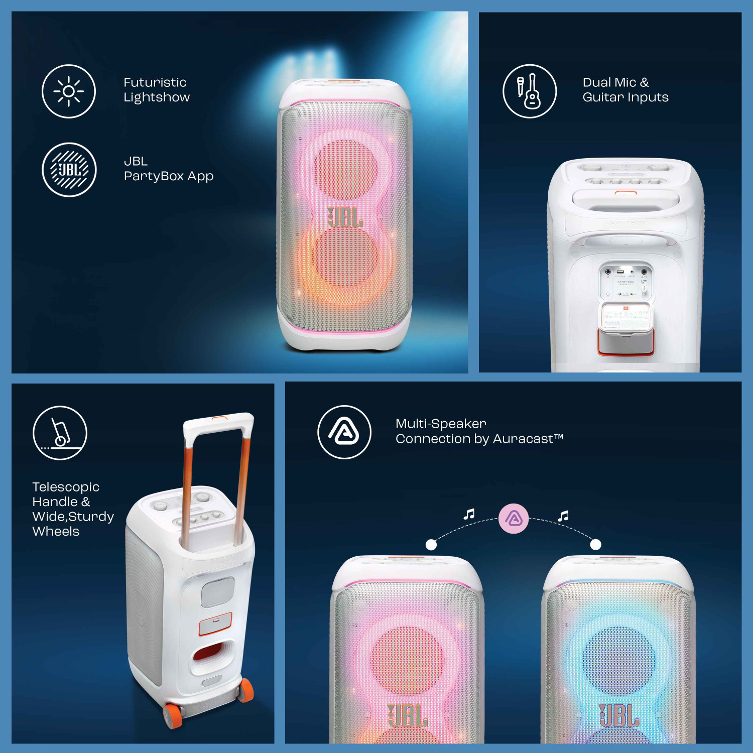 Image of JBL Partybox 320, AI Sound Boost, Futuristic Light Show,Upto 18Hrs play time 240 W Bluetooth Party Speaker