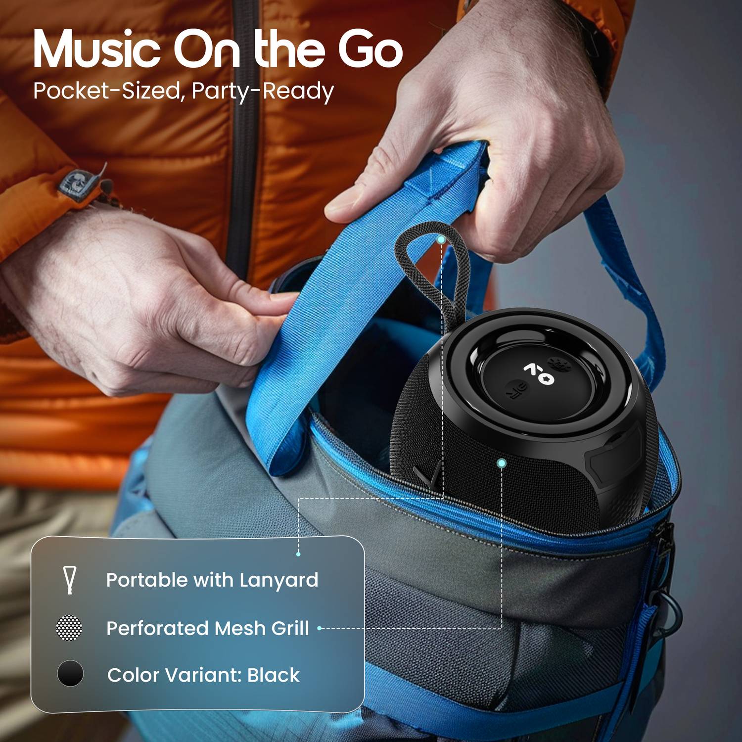 GOBOULT Bassbox Q10 10W Bluetooth Speaker Black - Image 5