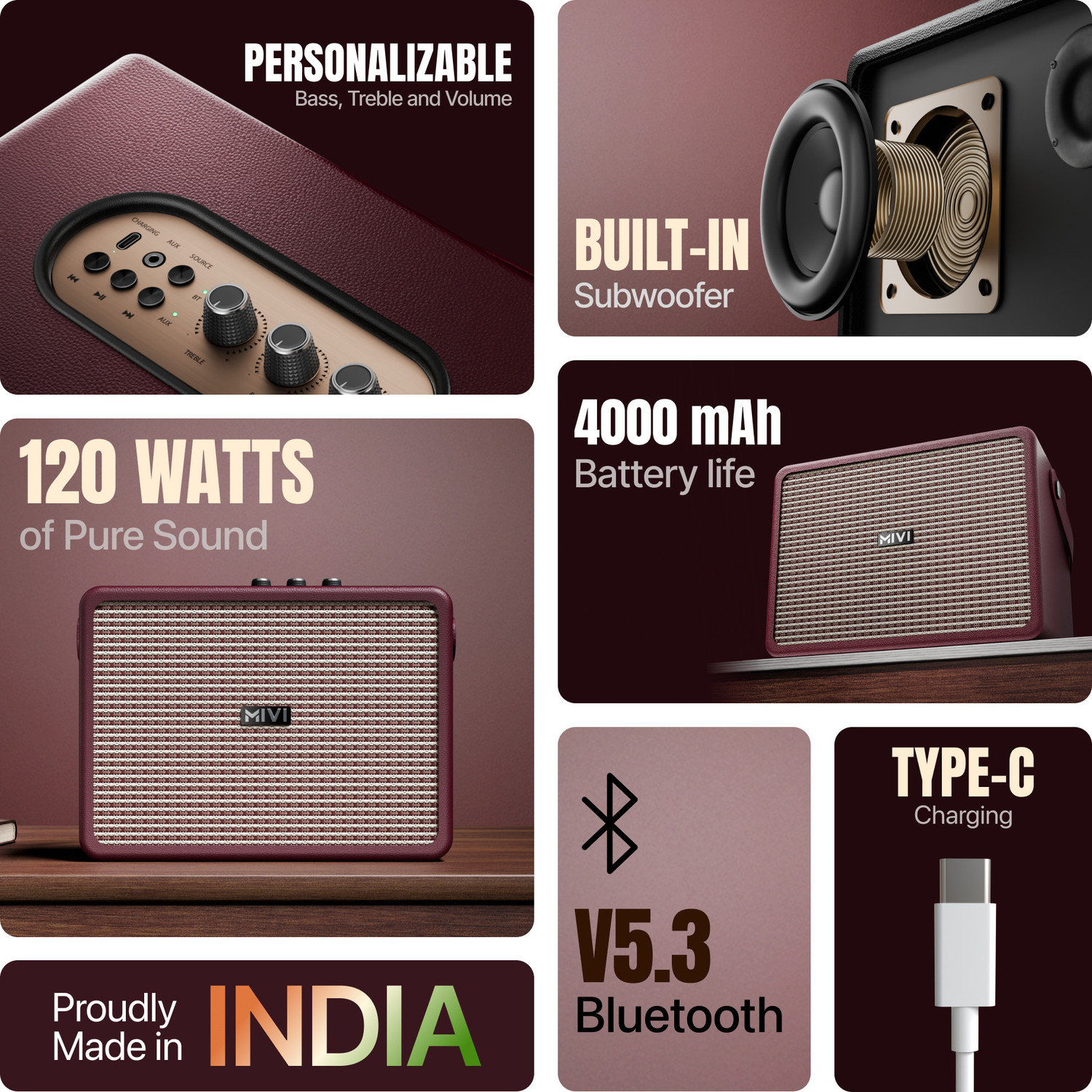 Image of Mivi Mivi Superbox, In-Built Subwoofer, BT v5.3 120 W Bluetooth Party Speaker