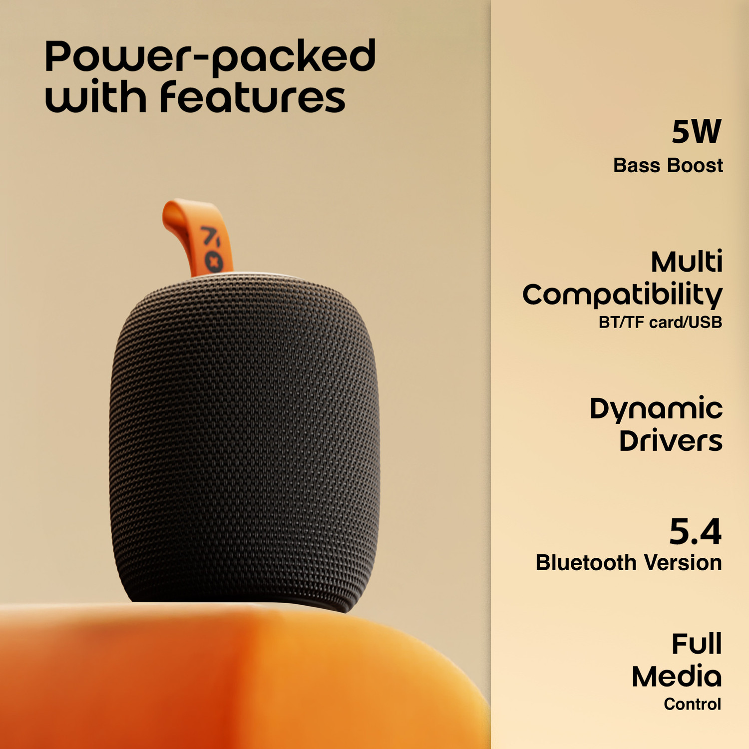 Image of GOBOULT Rave 5W, Dual Drivers, TWS Connectivity, Compact Size, Upto 8hrs Battery 5 W Bluetooth Speaker