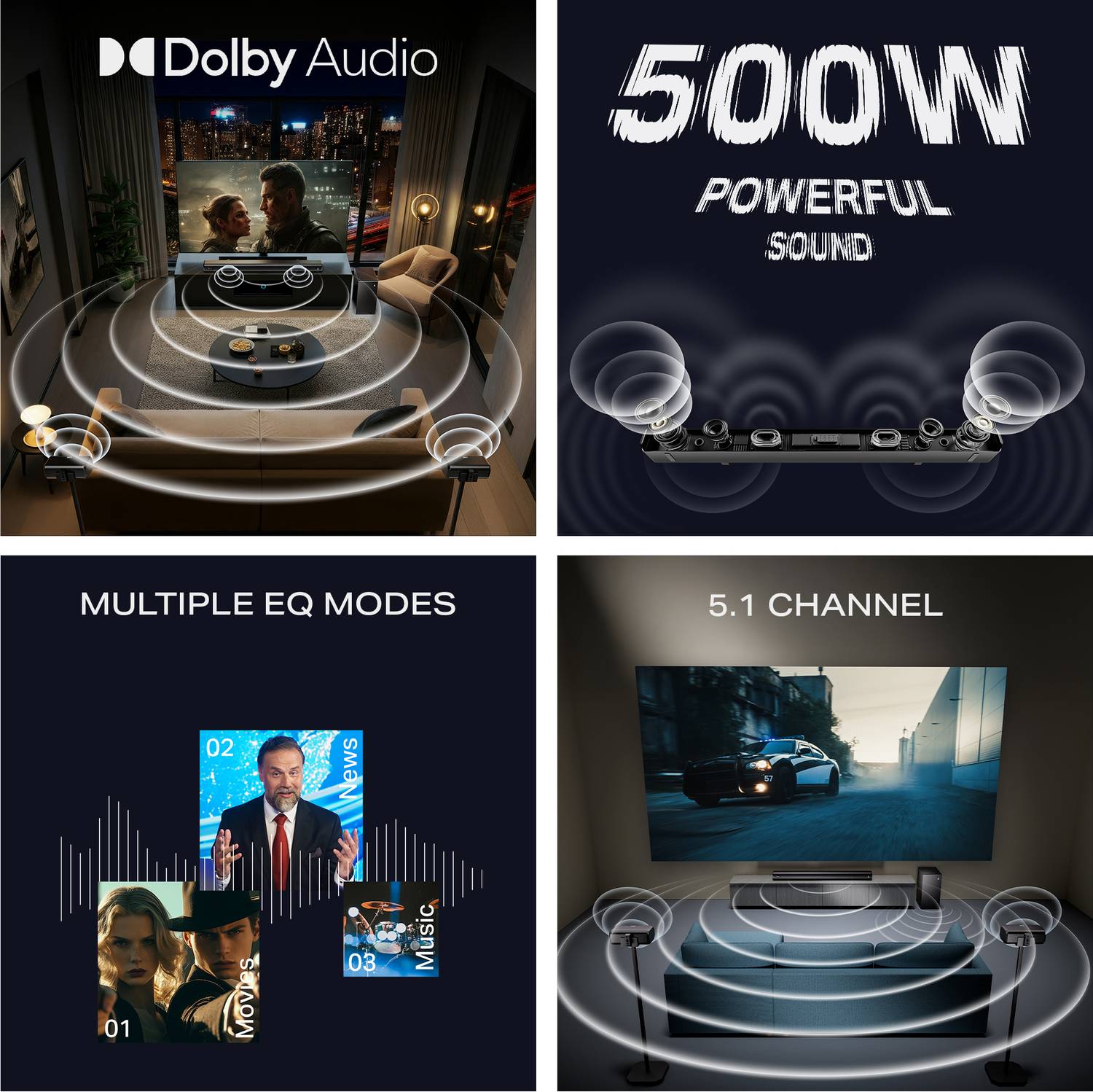 boAt Aavante Prime 5.1 5000D, Cinematic Dolby Audio, EQ Modes, Re... more