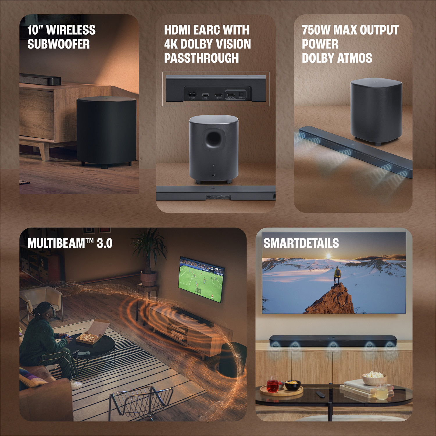 Image of JBL Bar 500 MK2, Dolby Atmos Soundbar with 3D Surround, Multibeam, HDMI eARC,Wi-Fi 750 W Bluetooth Soundbar