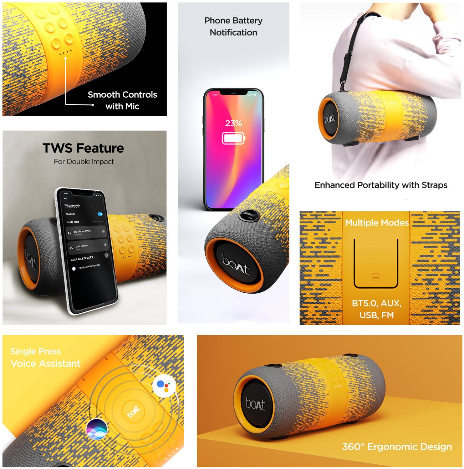 बोट Stone with upto 9 Hours Battery, IPX7 and RGB LEDs 14 W ब्लूटूथ - Image 5