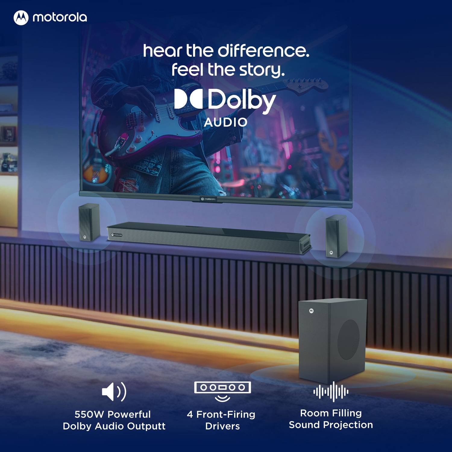 MOTOROLA AmphisoundX Vibe Dolby 550 W Bluetooth Soundbar Black - Image 2