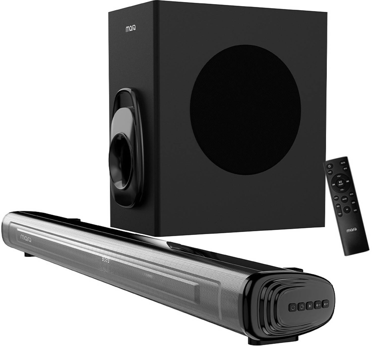 Image of MarQ by Flipkart Thunder 200, 200 Watts, 2.1 Channel, Immersive cinematic experience, EQ Modes 200 W Bluetooth Soundbar