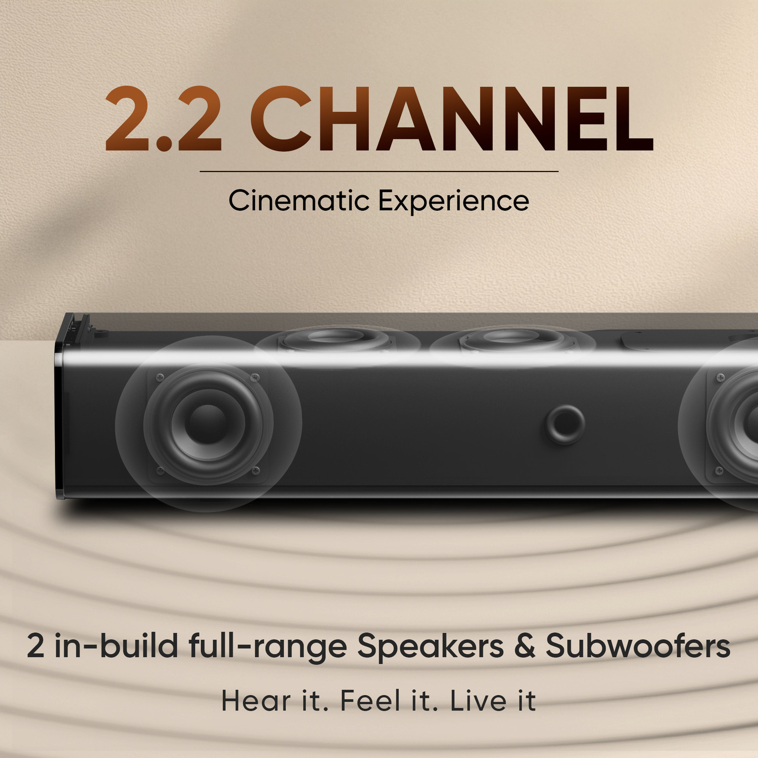 Image of Mivi Fort S100 with 2 inBuilt Subwoofers,3EQ Modes, Remote Ctrl 100 W Bluetooth Soundbar