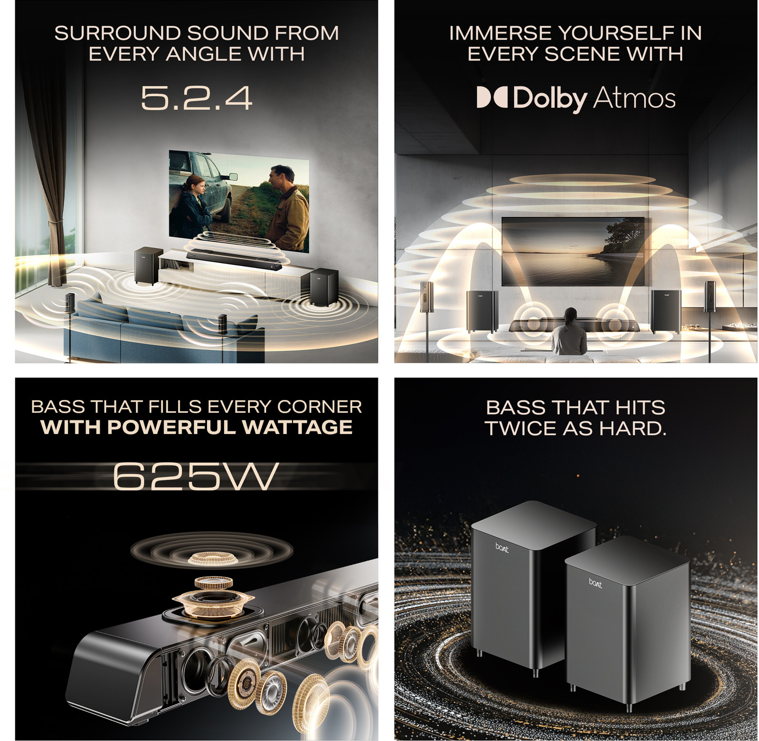 Image of boAt Aavante Prime 5.2.4 6250DA, Dolby Atmos, Scan QR for Installation, Multi Connect 625 W Bluetooth Soundbar