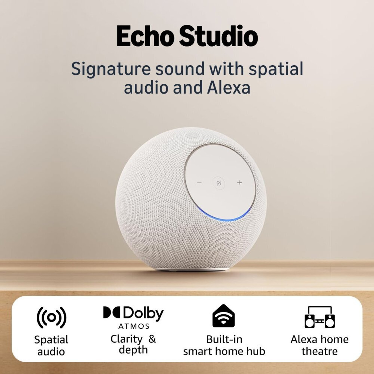 Image of Echo Studio with Spatial audio, Dolby Atmos, and a Built in smart home hub with Alexa Assistant Smart Speaker