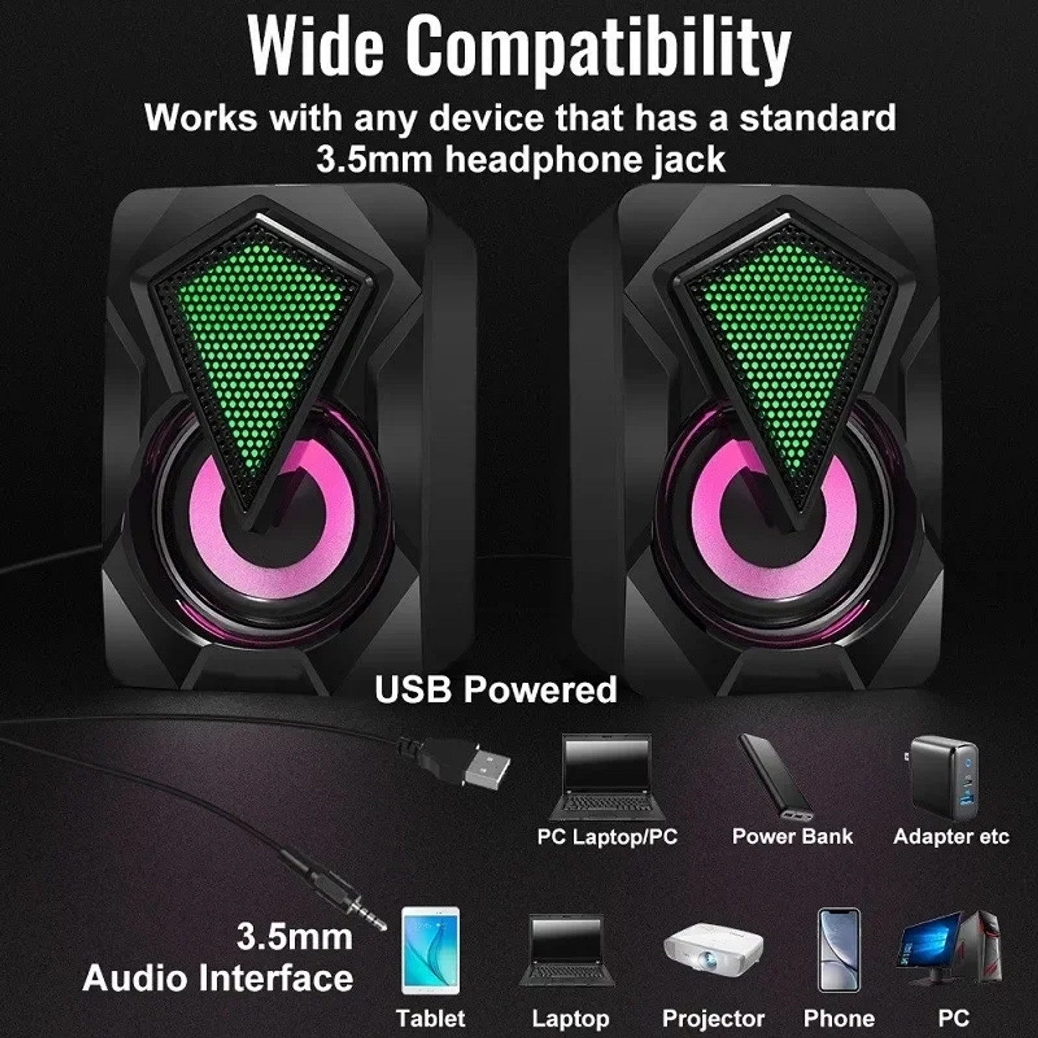 Image of fire turtle Colourful LED Modes System for PC Laptop 10 W Laptop /Desktop Speaker