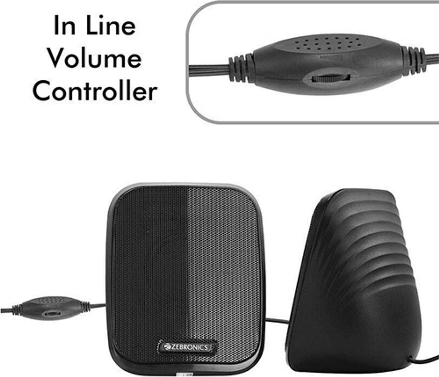 Image of ZEBRONICS ZEB-FAME In Line Volume Controller 3.5mm Jack and USB Powered 5 W Laptop /Desktop Speaker
