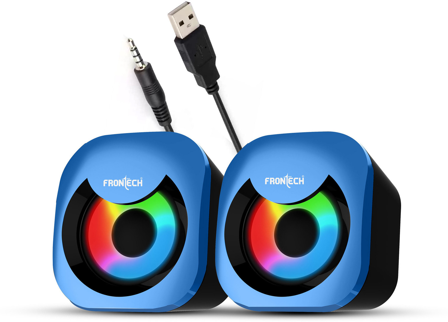 Image of Frontech 2.0 Multimedia Speakers | RGB Lighting | USB-Powered | 3.5mm AUX | 8 W Laptop /Desktop Speaker