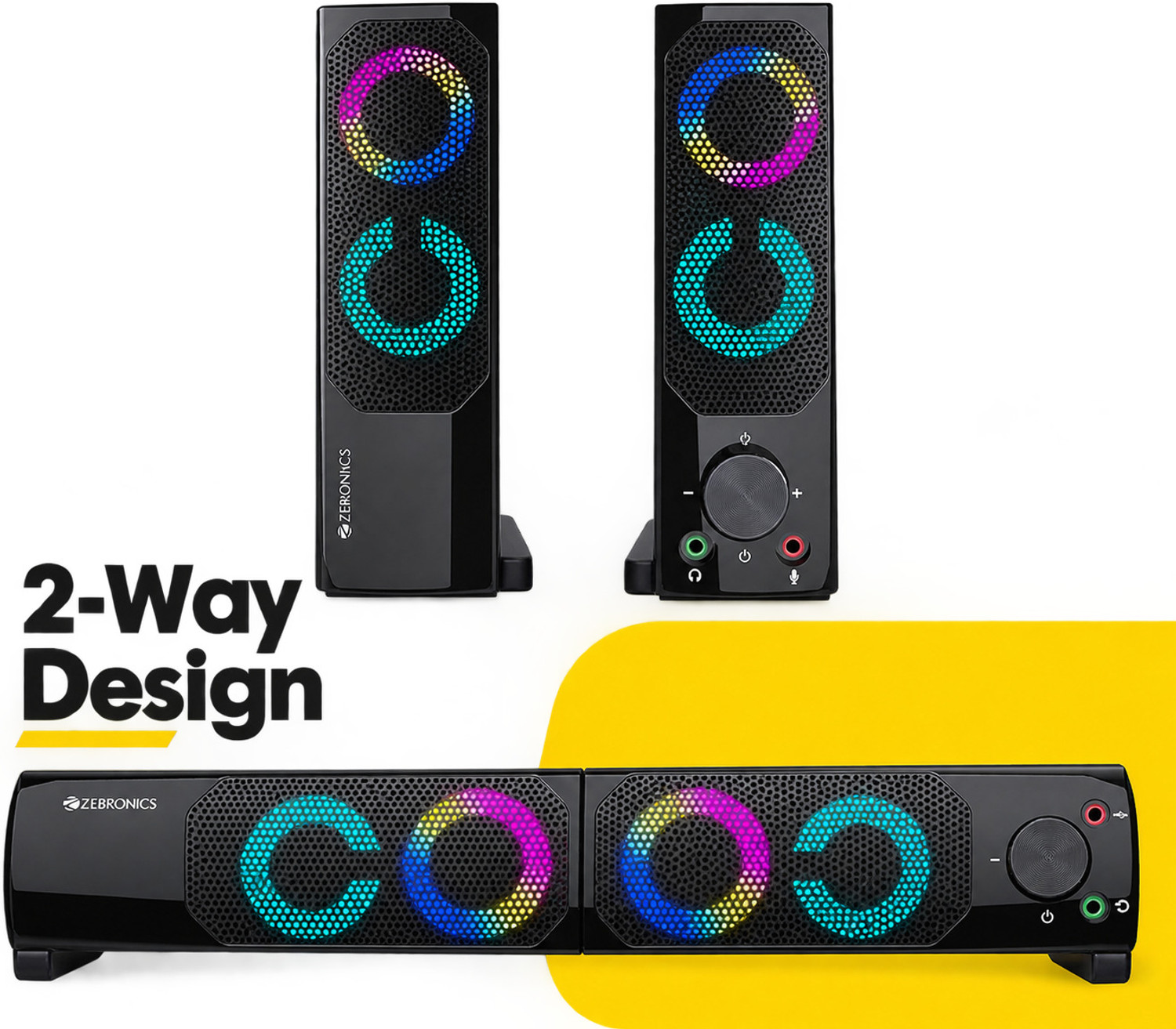Image of ZEBRONICS ZEB-WONDERBAR 10 10 W Laptop /Desktop Speaker (Multicolor, 2.0 Channel)