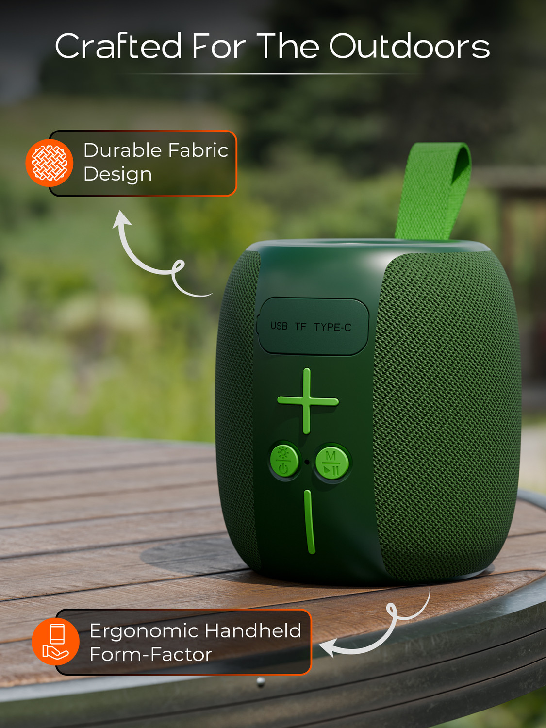 Image of TRIGGR Roar 8 with RGB Lights, Fabric Exterior, TWS & FM Mode, 12H Playtime, BT v5.4 8 W Bluetooth Speaker