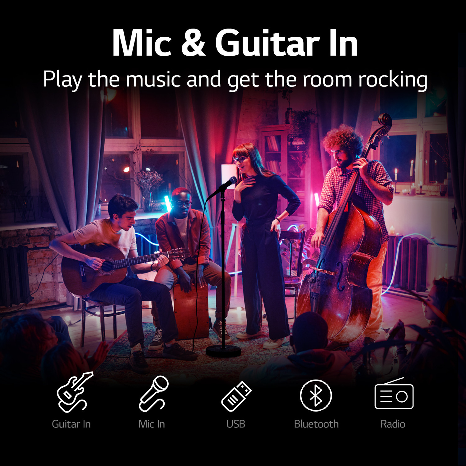 Image of LG RNC7, Powerful sound, Deep Bass, Mic & Guitar input karaoke Bluetooth Party Speaker