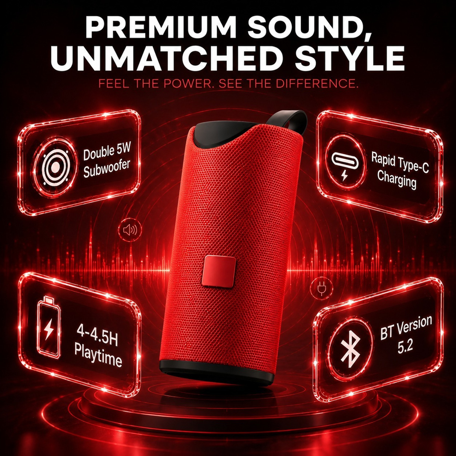 Image of F FERONS T-113 PRO TYPE-C CHARGING WIRELESS PORTABLE MINI DJ RECHARGEABLE TRAVEL 9 W Bluetooth Speaker