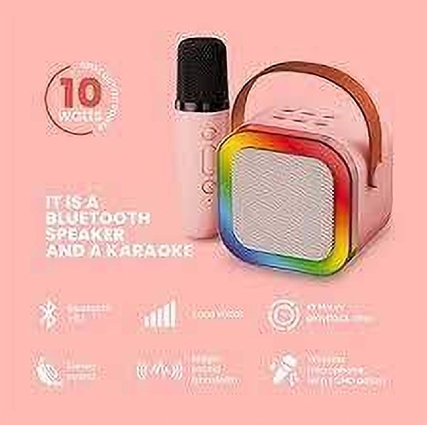 Boom Bass K12 Speaker | Wireless Bluetooth | Karaoke Mic With RGB NS2 10 W Bluetooth Speaker