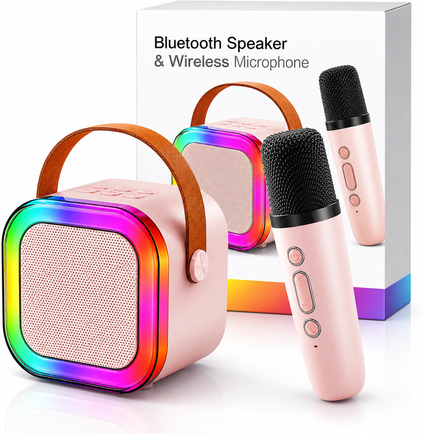 Image of otoobest Wireless Bluetooth Karaoke Microphone | K-12 Pink 5 W Bluetooth Speaker (Pink, 2.1 Channel)