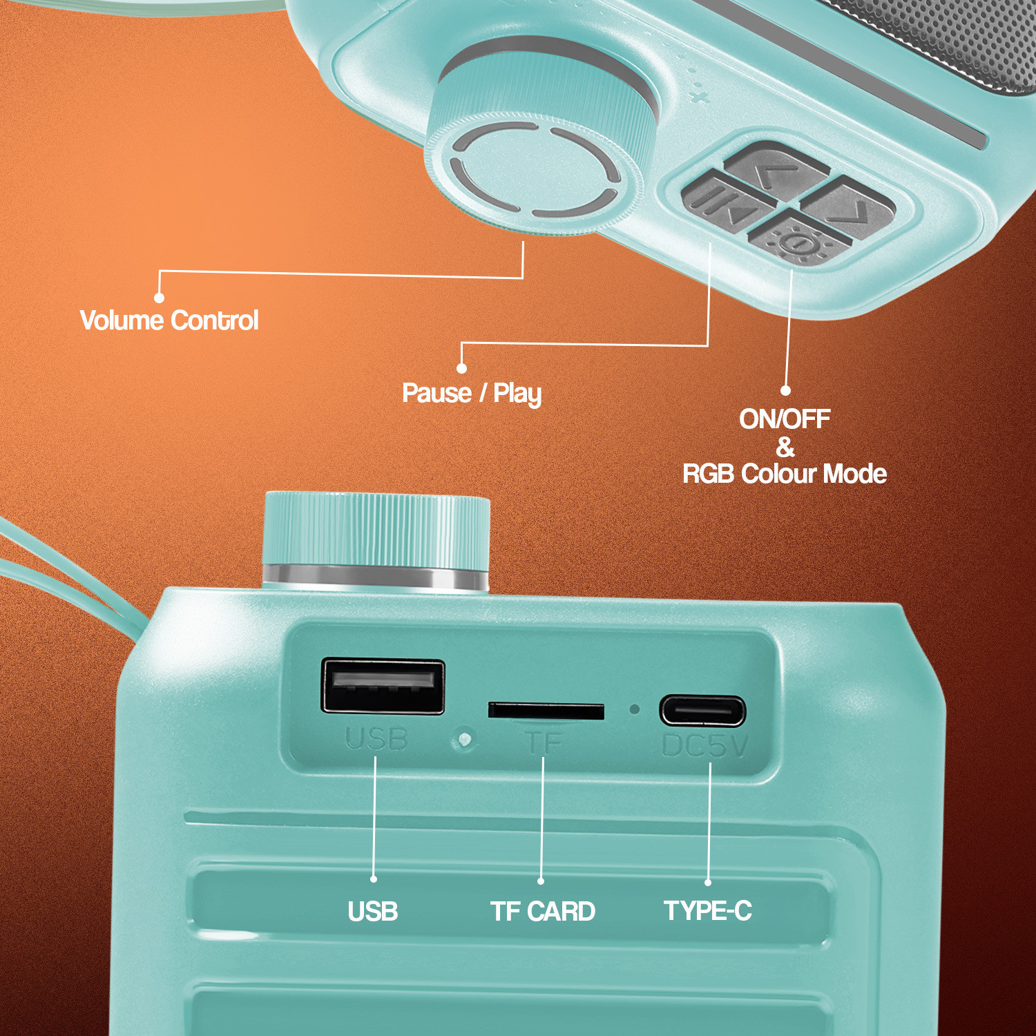 Image of YOROTO High Power Wireless Speaker with Thunder Bass, HD Stereo Sound, 6H Playtime 12 W Bluetooth Speaker