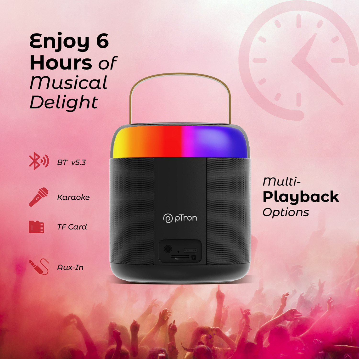 Image of PTron Funk Mojo / Fusion Bliss w / Karaoke Mic, 16W Pristine Sound, 6Hrs Playtime 16 W Bluetooth Speaker