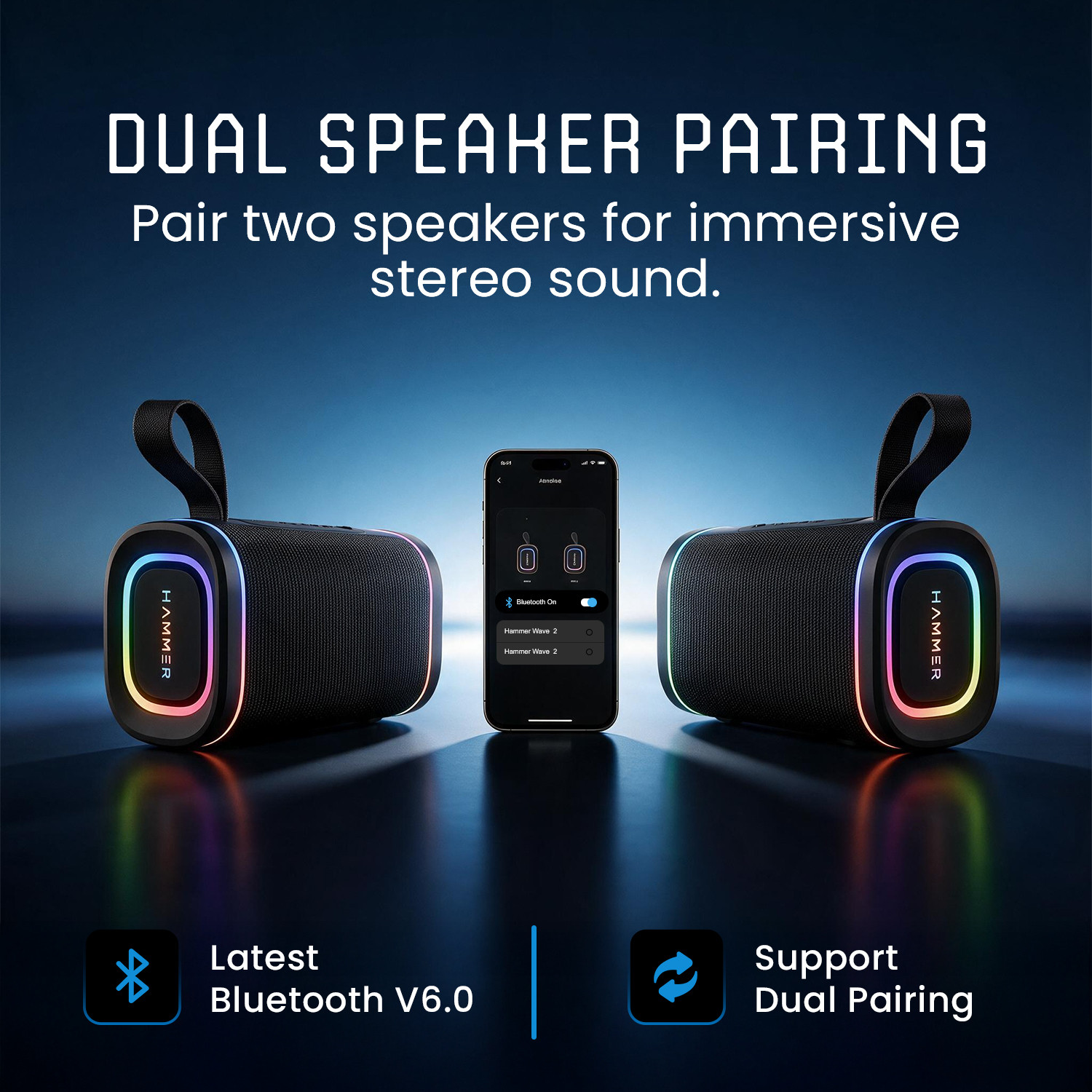 Image of Hammer Wave 2 Speaker with Tws Function, Upto 6 Hours Playtime 20 W Bluetooth Speaker